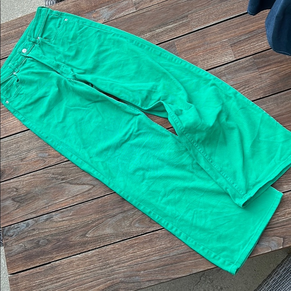 H&M green wide leg pant 8